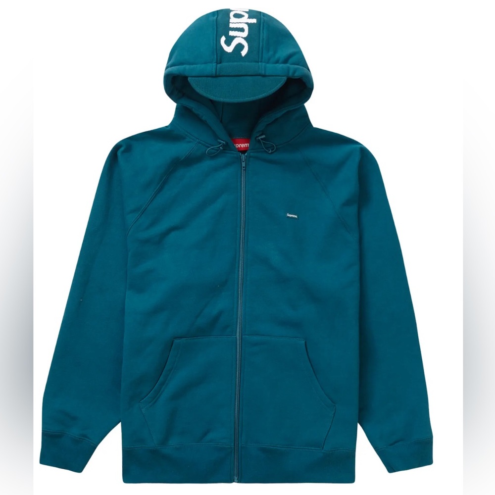 Supreme brim logo full zip up hooded sweatshirt marine blue L brand new ds